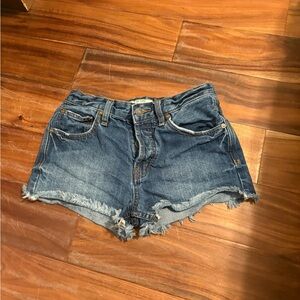Free People High-Rise Cutoff Denim Shorts – Size 25 – Distressed Raw Hem